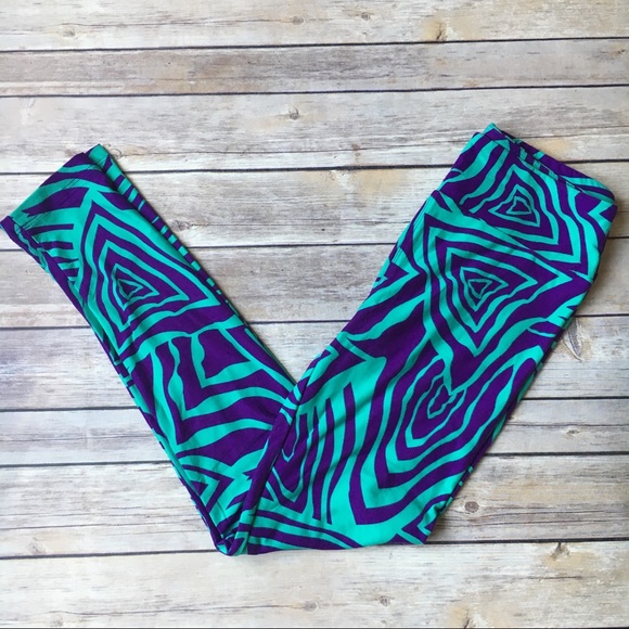 LuLaRoe Pants - LuLaRoe OS Leggings | Purple Turquoise Geometric